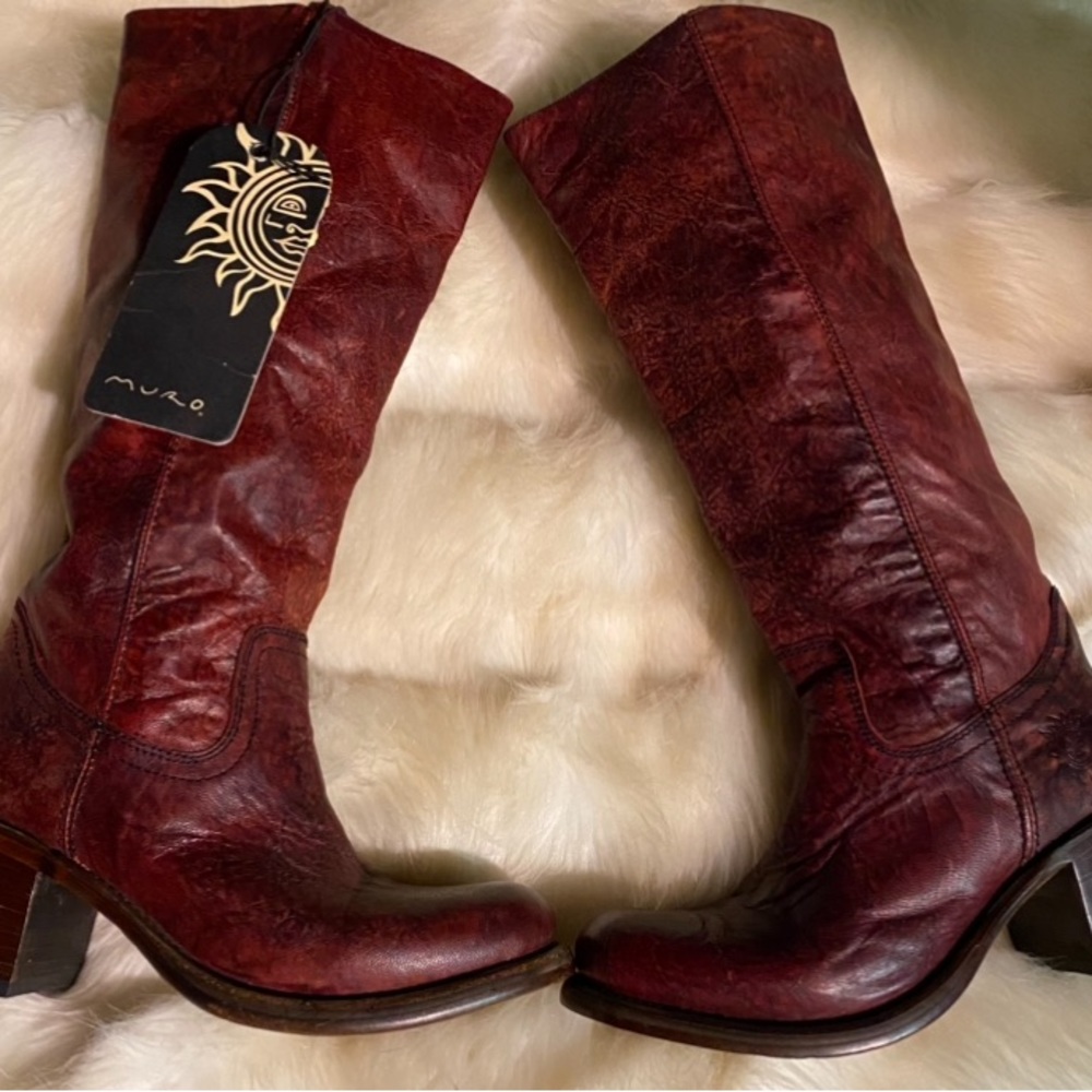 Vintage Mahogany leather boots ..